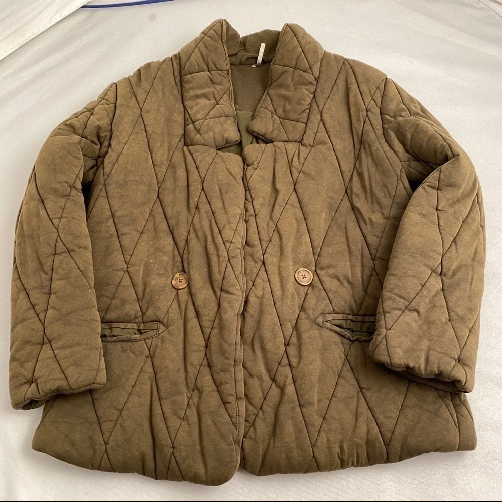 Free People military green Tawny Pillow Jacket M